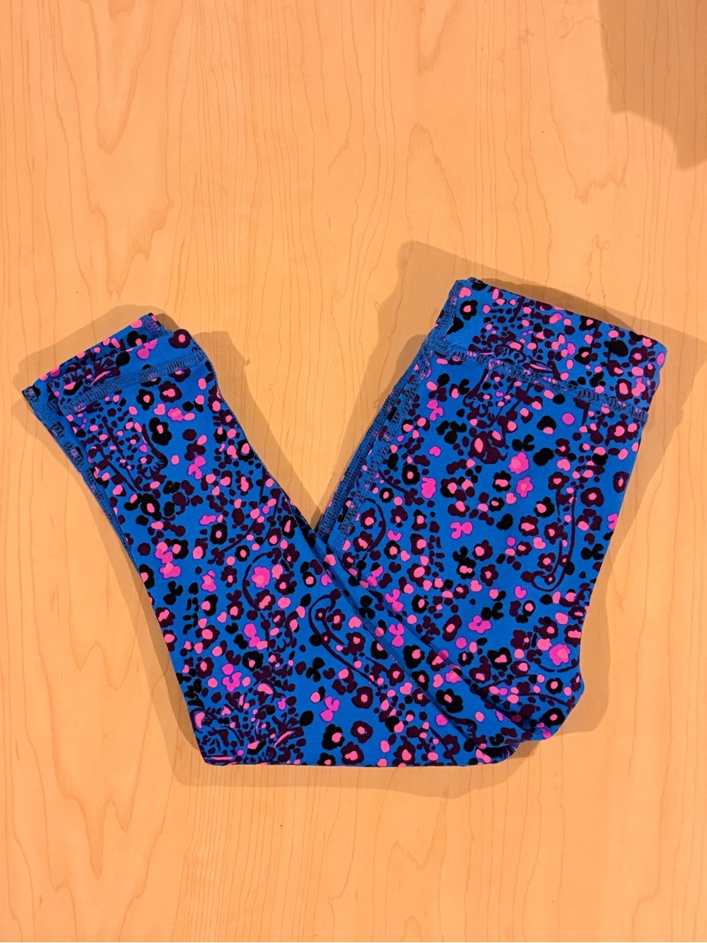 Lilly Pulitzer Blue Leggings with Pink & Black Leopard Print